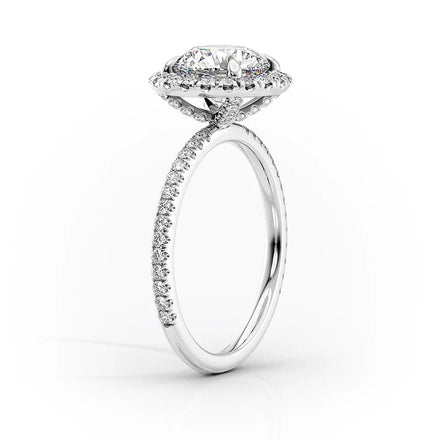 Vintage Halo Moissnaite Oval Cut Engagement Ring