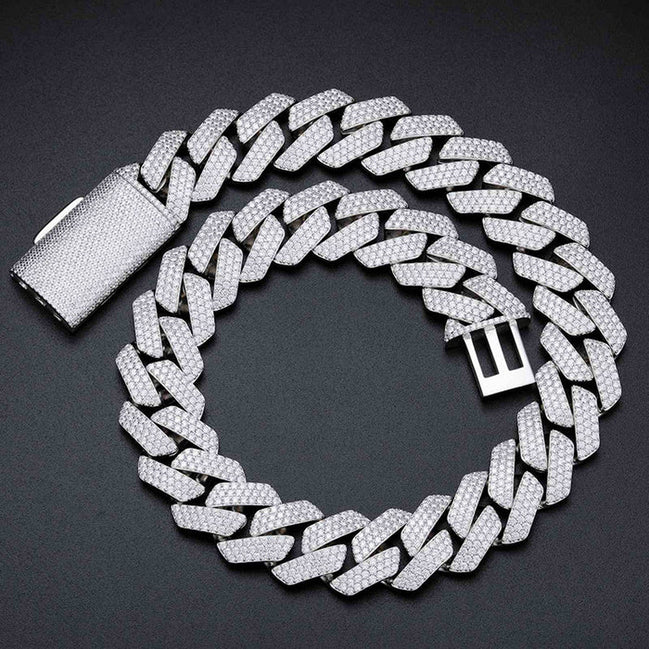 22mm Ice Out Luxury Hip Hop Moissanite Diamond Cuban Chain