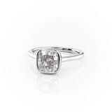 Moissanite Cushion Cut Bezel Set With Hidden Accent Wedding Ring