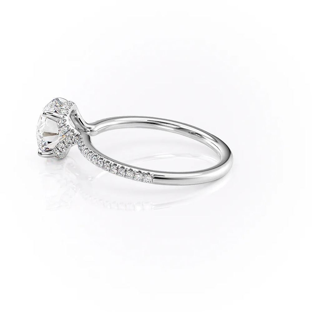 Lab Created Round Cut Hidden Accent Wedding Ring