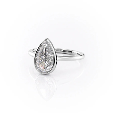 Pear Cut Bezel Set Moissnaite Hidden Accent Ring