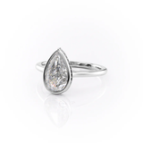 Pear Cut Bezel Set Moissnaite Hidden Accent Ring