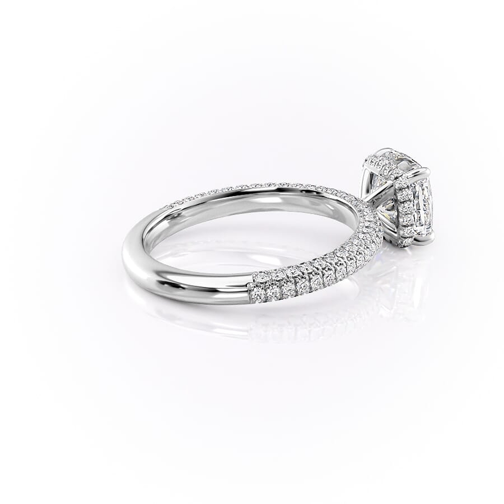 Cushion Cut Moissanite Pave Set Diamond Ring