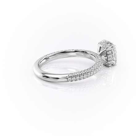 Cushion Cut Moissanite Pave Set Diamond Ring