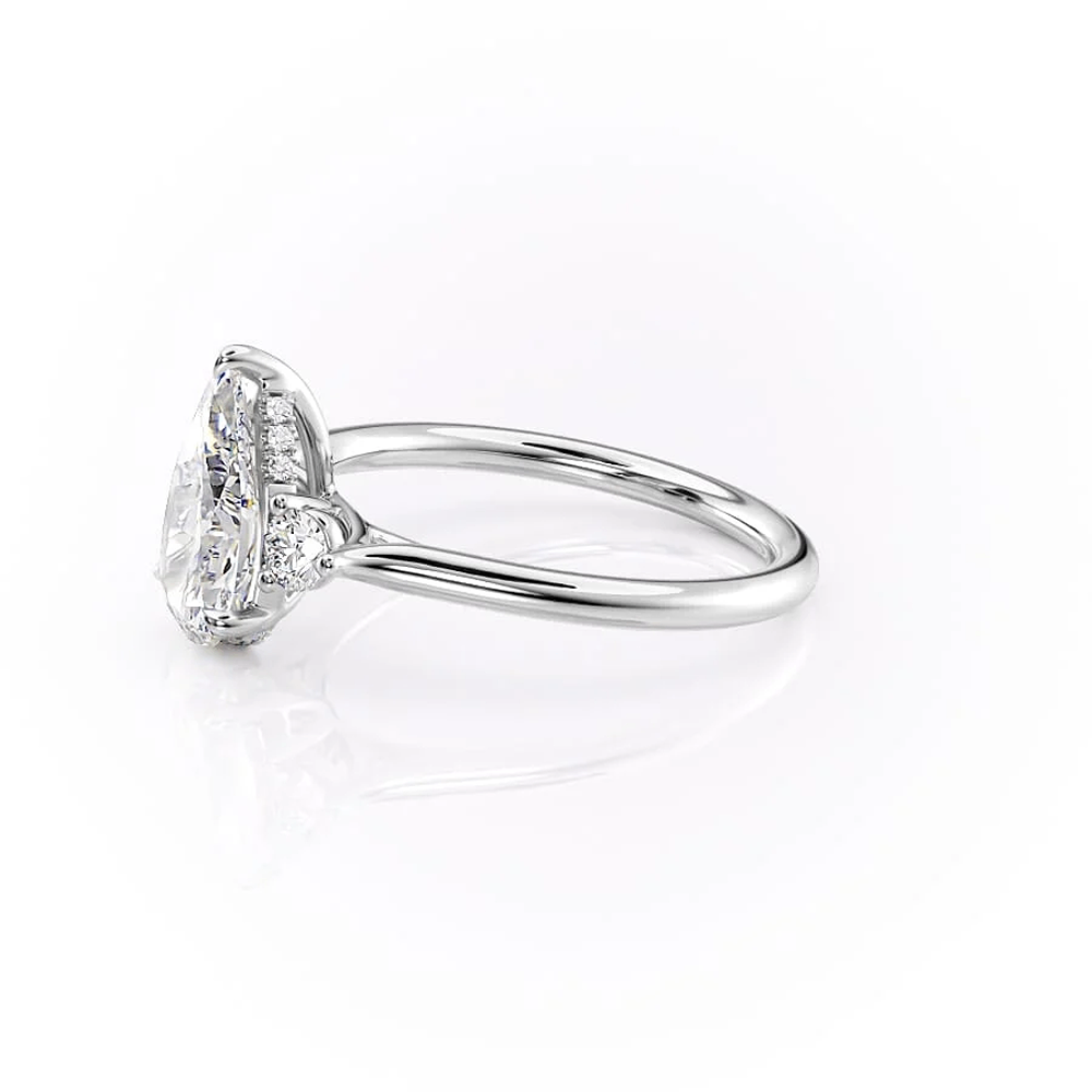Three Stone Hidden Accent Moissanite Ring