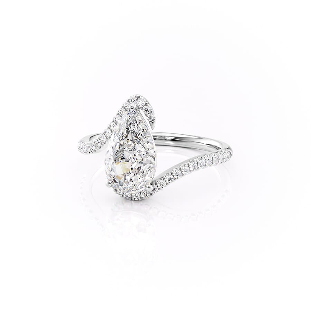 Pear Cut Solitaire Moissnaite Bypass Unique Style Ring