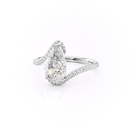 Pear Cut Solitaire Moissnaite Bypass Unique Style Ring