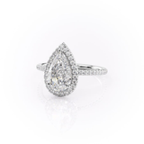 Pear Cut Halo Moissanite Engagement Ring