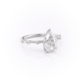 Hidden Halo Moissanite Pear Cut Engagement Ring For Her