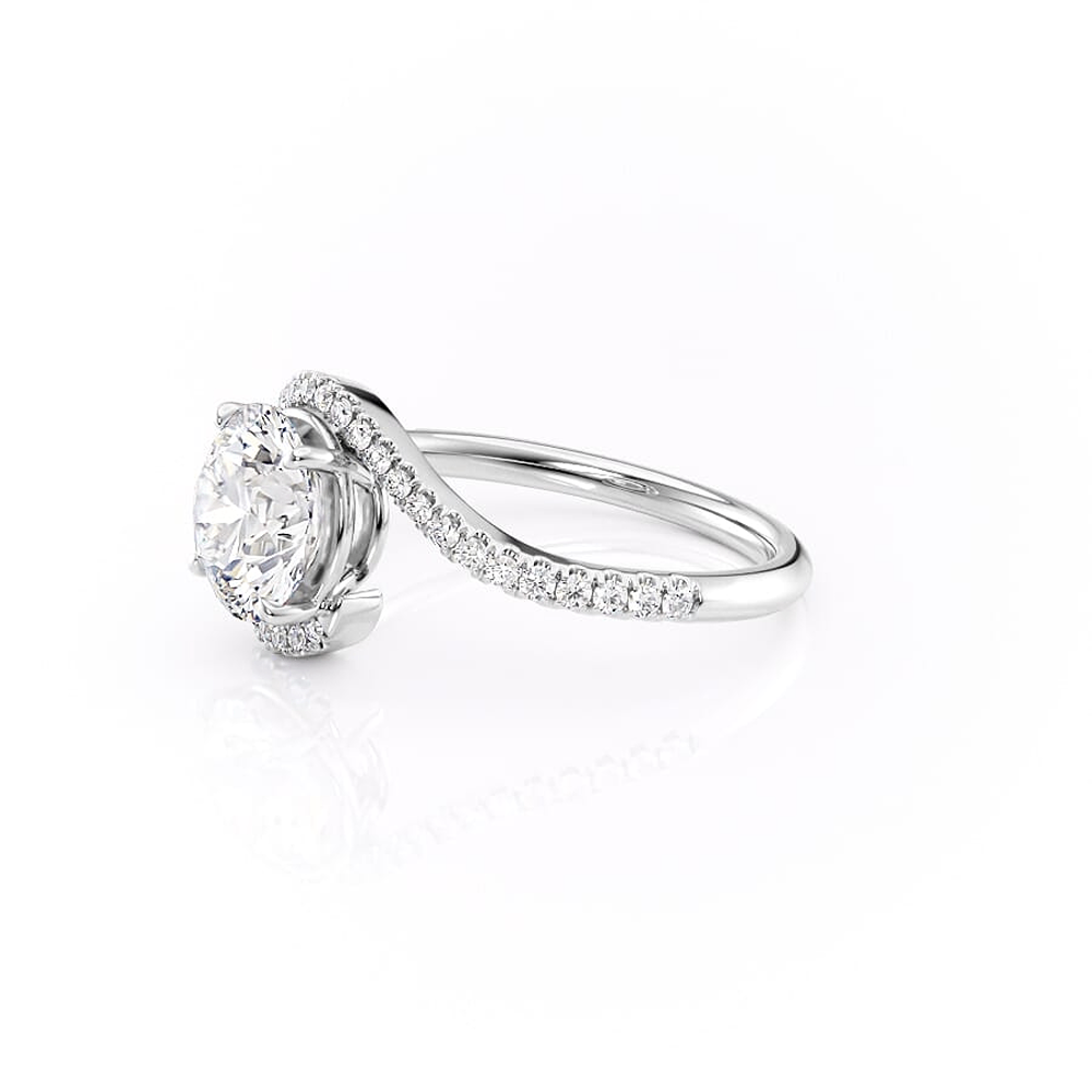 Moissanite Round Cut Pave Set Engagement Ring
