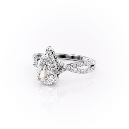 Pear Cut Hidden Accent Twisted Band Moissnaite Ring