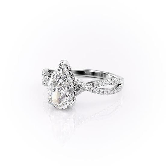 Pear Cut Hidden Accent Twisted Band Moissnaite Ring