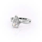 Pear Cut Hidden Accent Twisted Band Moissnaite Ring