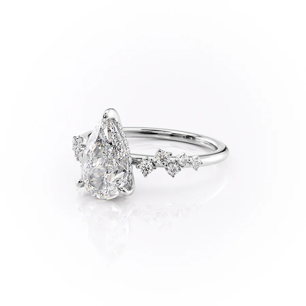 Moissnaite Cluster Style Pear Cut Engagement Ring