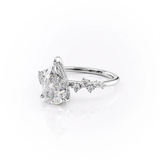 Moissnaite Cluster Style Pear Cut Engagement Ring