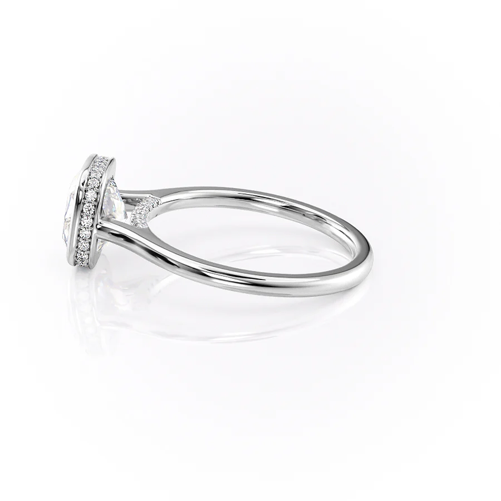 Moissanite Cushion Cut Bezel Set With Hidden Accent Wedding Ring