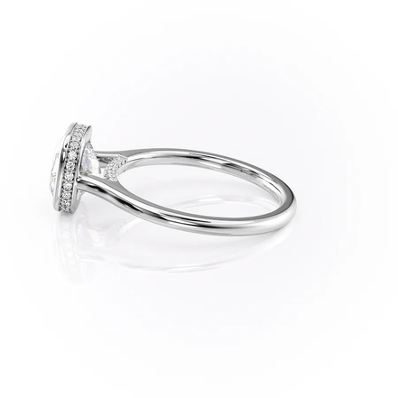 Moissanite Cushion Cut Bezel Set With Hidden Accent Wedding Ring