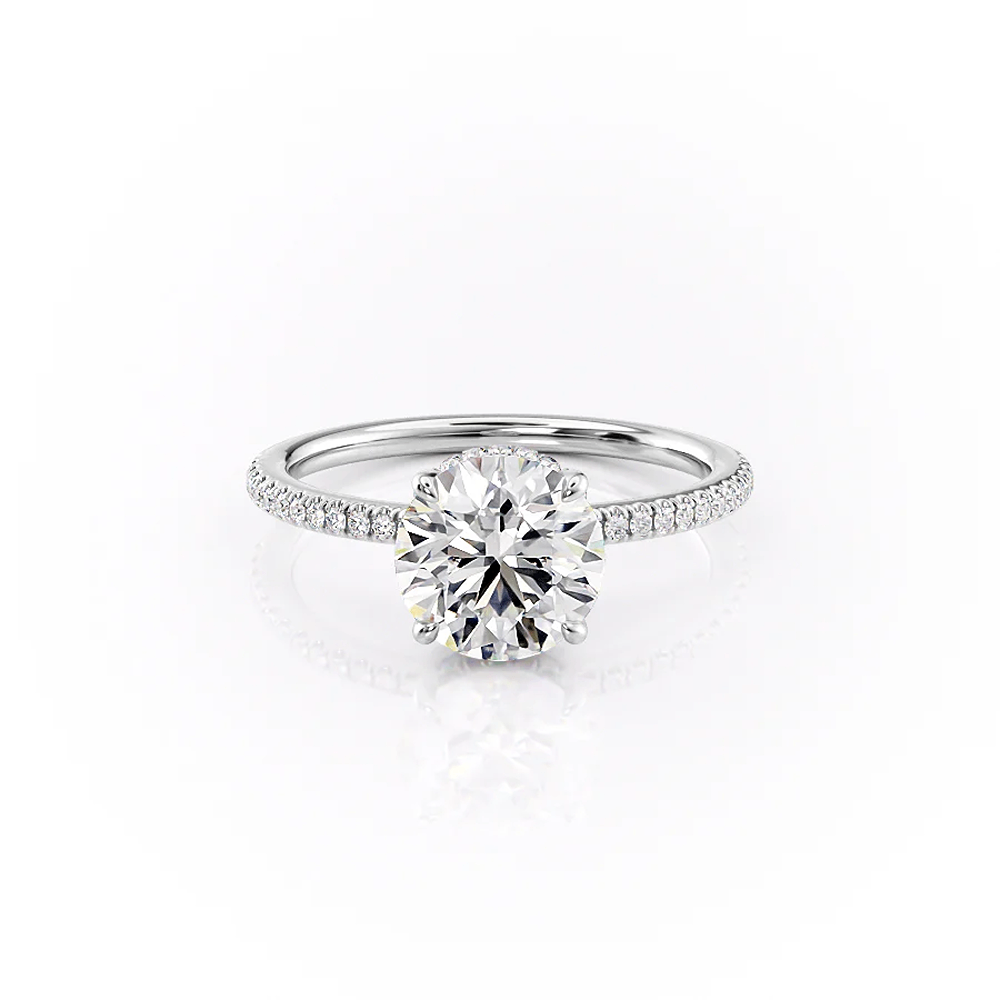Lab Created Round Cut Hidden Accent Wedding Ring