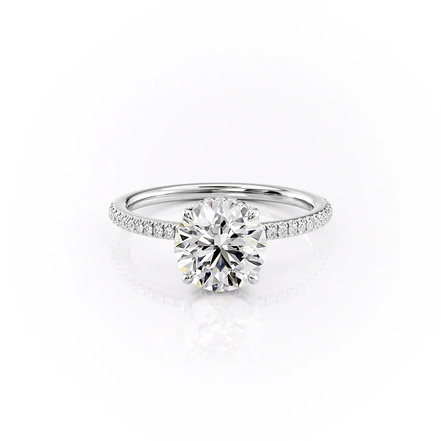Lab Created Round Cut Hidden Accent Wedding Ring
