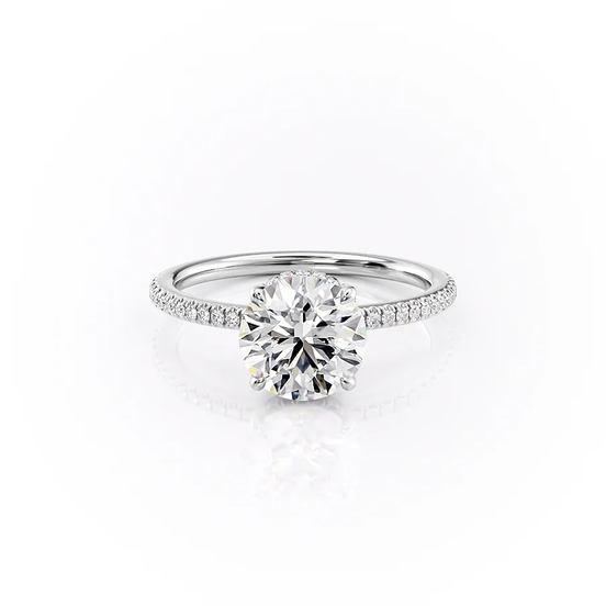 Lab Created Round Cut Hidden Accent Wedding Ring