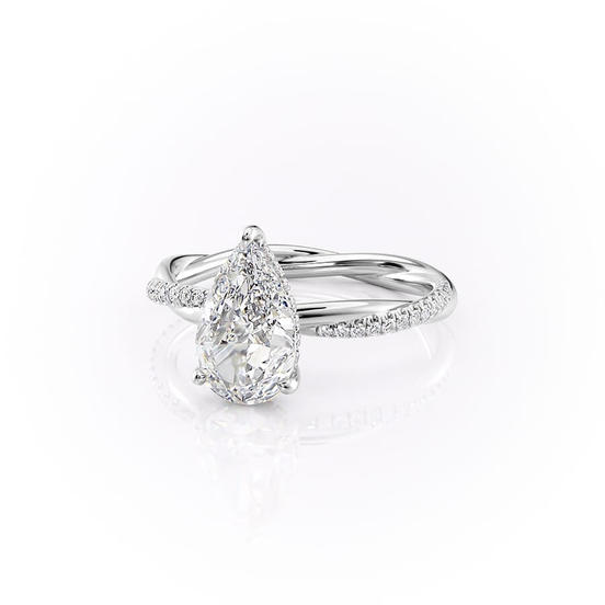 Twisted Style Pear Cut Moissnaite Engagement Ring