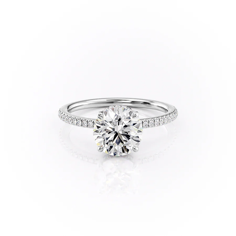 Lab Created Round Cut Hidden Accent Wedding Ring