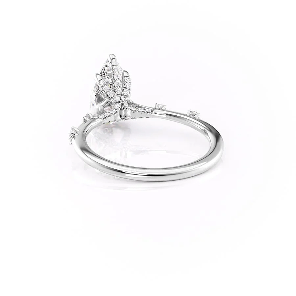 Hidden Accent D Color Moissanite Pear Cut Diamond Ring