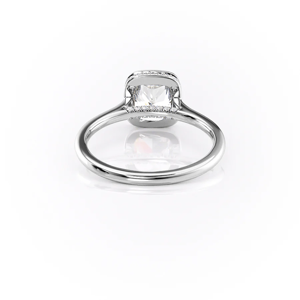 Moissanite Cushion Cut Bezel Set With Hidden Accent Wedding Ring
