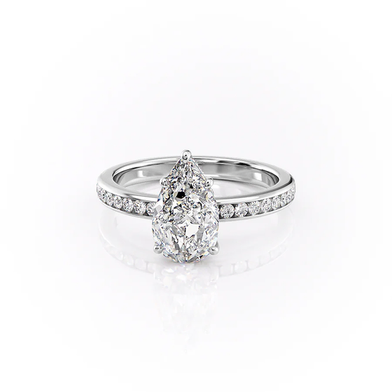 Channel Set Pear Cut Moissanite Wedding Ring