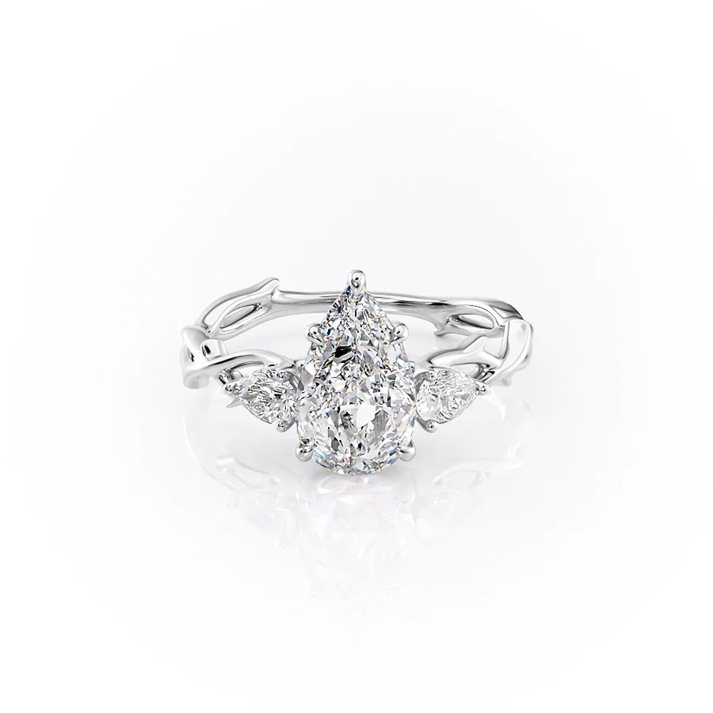 Vintage Style Pear Cut Moissanite Engagement Ring