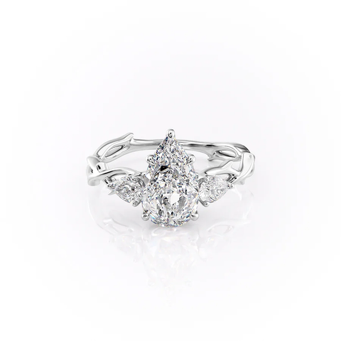 Vintage Style Pear Cut Moissanite Engagement Ring