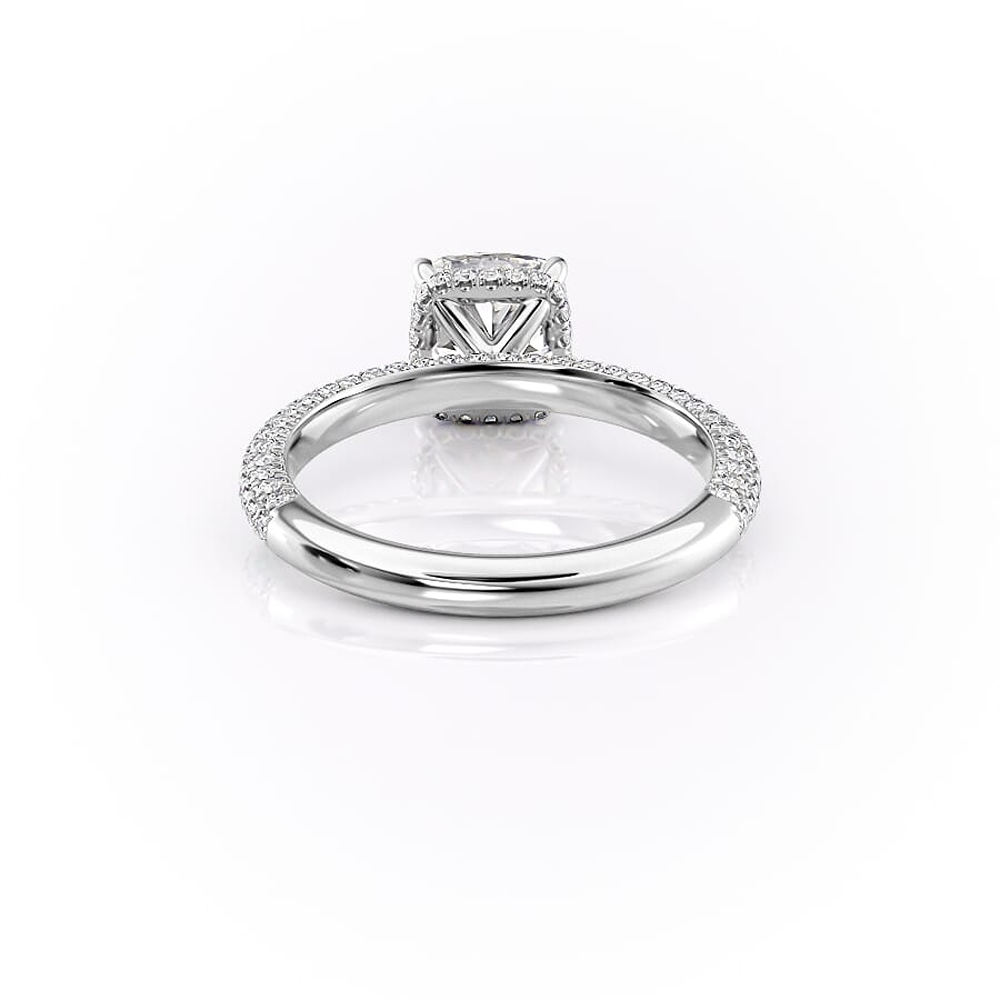 Cushion Cut Moissanite Pave Set Diamond Ring