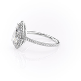 Pear Cut Halo Moissanite Engagement Ring