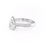 Knife Shank Hidden Accent Moissanite Pear Cut Wedding Ring