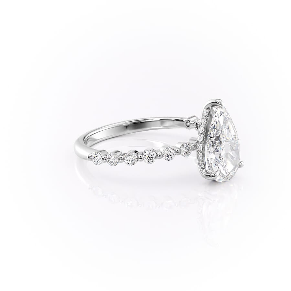 Lab Created Moissanite Diamond Pear Cut Engagement Ring