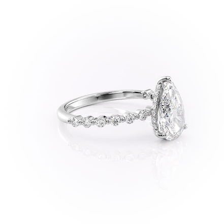 Lab Created Moissanite Diamond Pear Cut Engagement Ring