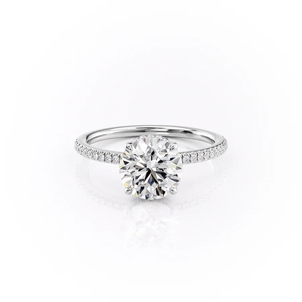Lab Created Round Cut Hidden Accent Wedding Ring