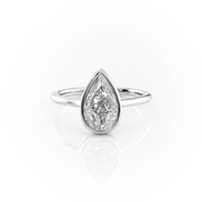 Pear Cut Bezel Set Moissnaite Hidden Accent Ring