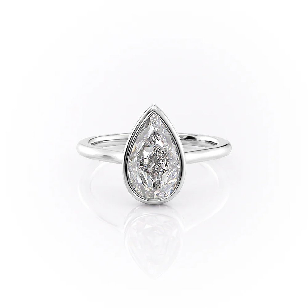 Pear Cut Bezel Set Moissnaite Hidden Accent Ring