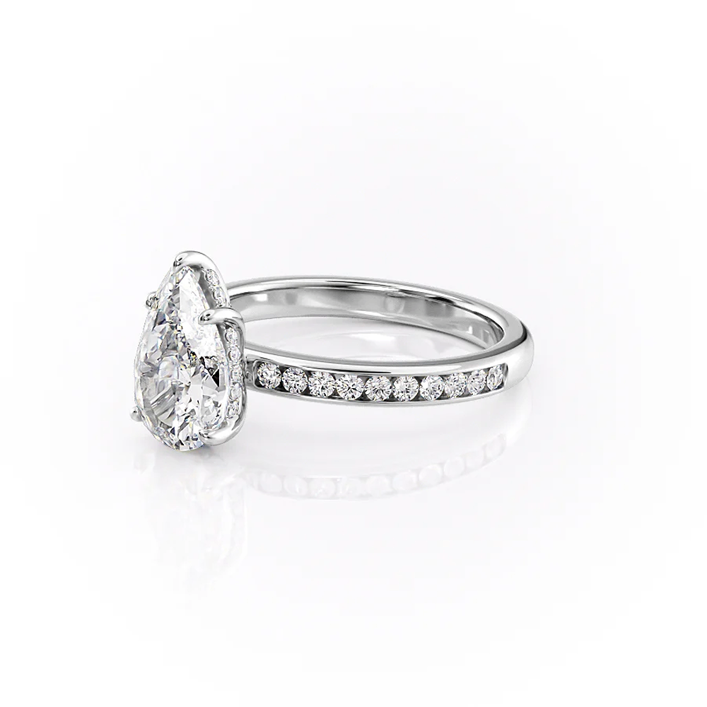 Channel Set Pear Cut Moissanite Wedding Ring