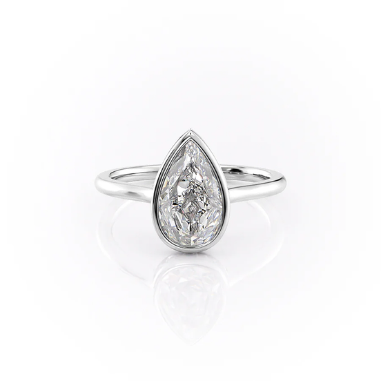Pear Cut Bezel Set Moissnaite Hidden Accent Ring