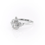 D Color Moissanite Pear Cut Three Stone Diamond Ring