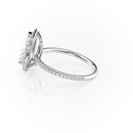 Pear Cut Halo Moissanite Engagement Ring