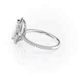 Pear Cut Halo Moissanite Engagement Ring