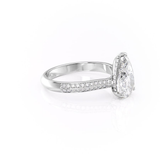 Knife Shank Hidden Accent Moissanite Pear Cut Wedding Ring