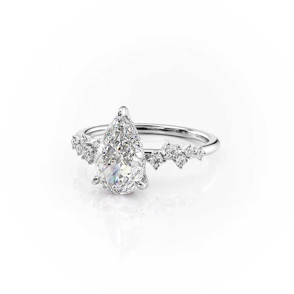 Moissnaite Cluster Style Pear Cut Engagement Ring