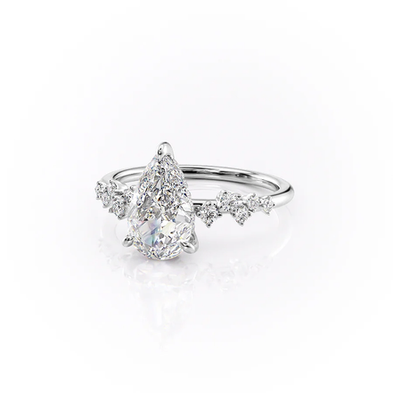 Moissnaite Cluster Style Pear Cut Engagement Ring