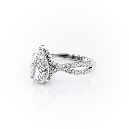 Pear Cut Hidden Accent Twisted Band Moissnaite Ring