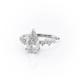 Moissnaite Cluster Style Pear Cut Engagement Ring