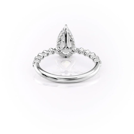 Lab Created Moissanite Diamond Pear Cut Engagement Ring